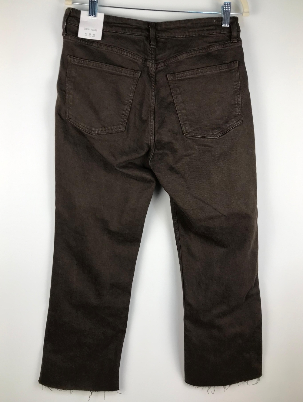 Zara Brown High Rise Crop Flare Jeans NWT Size 10 - Picture 2 of 11